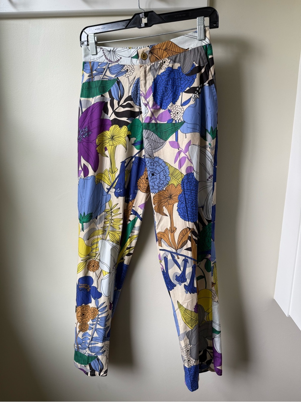 VILAGALLO Floral Cotton Pants Maximalism Dopamine Dressing Resortwear Bold 38